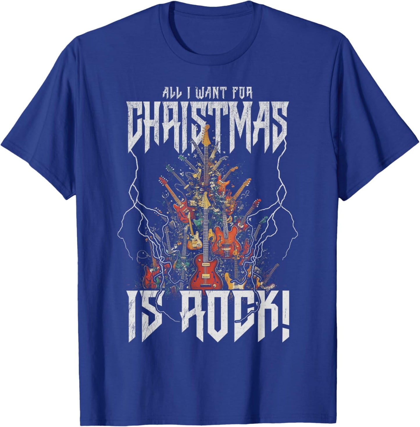 Christmas Tree Rock Guitar Tree Rock n Roll T-Shirt - T-Shirt | Royal