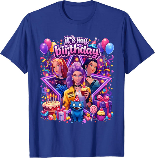 It's My Birthday Girl Cute Chibi Kpop Funny Kids Bday T-Shirt - T-Shirt | Royal