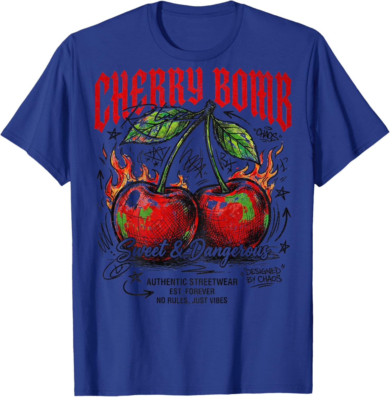 Früchte Obst Backprint Streetwear Mode Vintage Damen Herren T-Shirt - T-Shirt | Royal