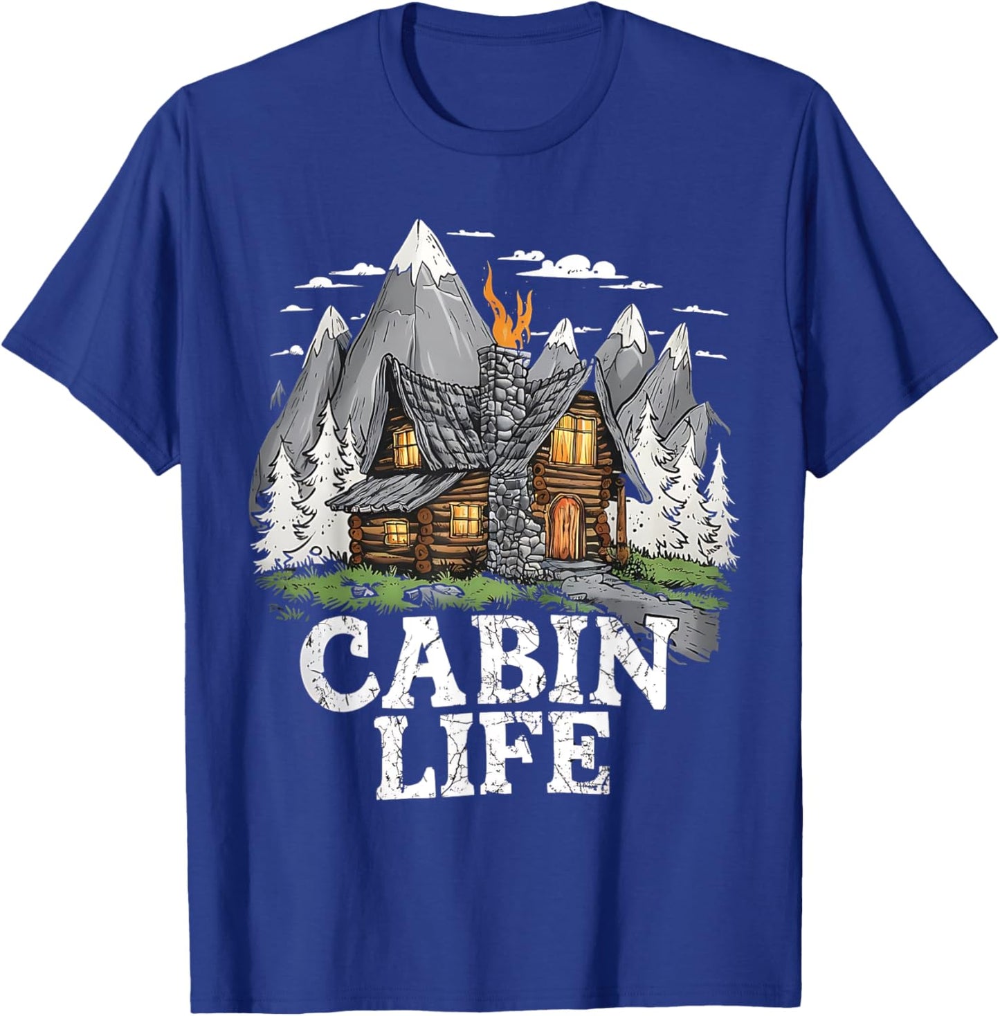 Logged Out Funny Log Cabin Life Mountain Ourdoor Camping T-Shirt - T-Shirt | Royal