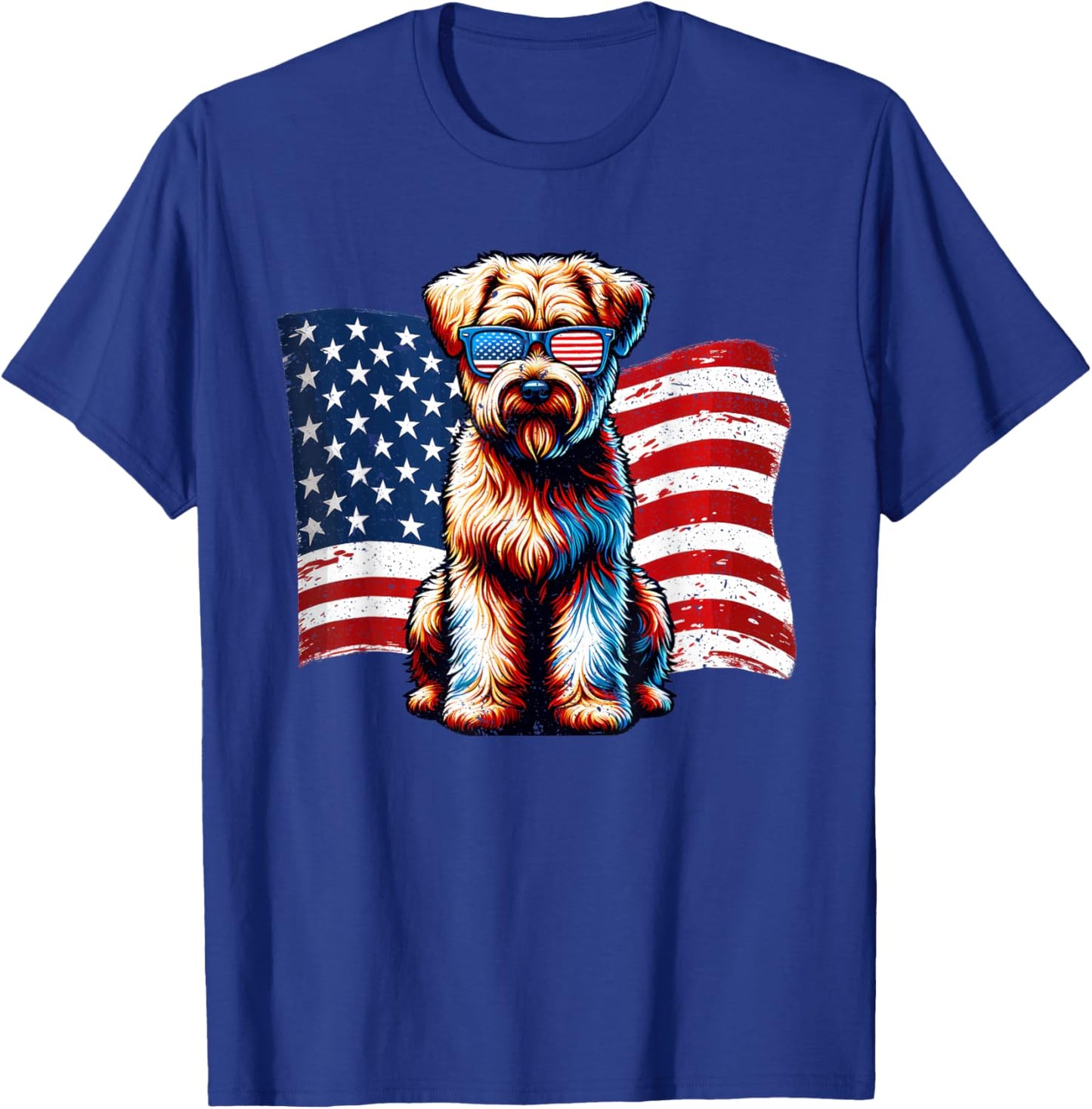 Soft coated Wheaten Terrier American Flag Patriotic Vintage T-Shirt - T-Shirt | Royal