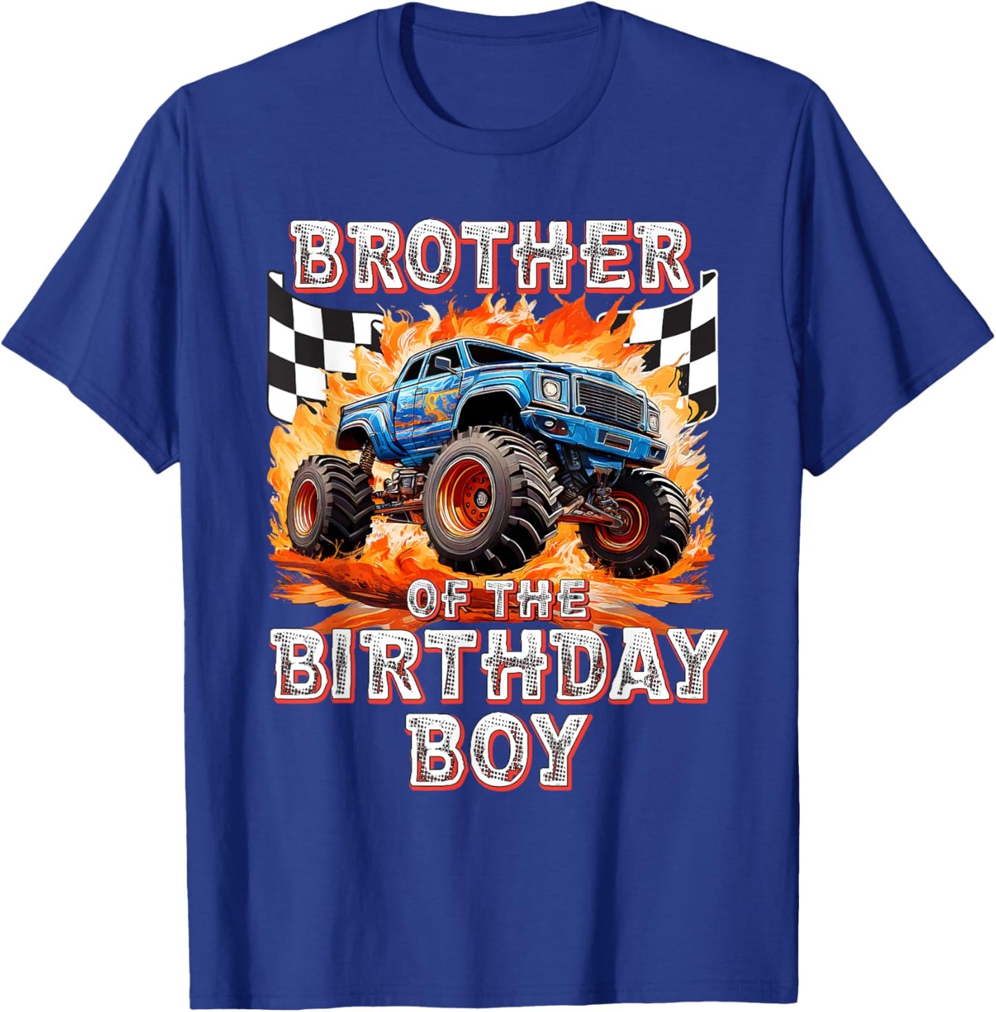 Brother of the Birthday Boy Monster Truck Birthday T-Shirt - T-Shirt | Royal