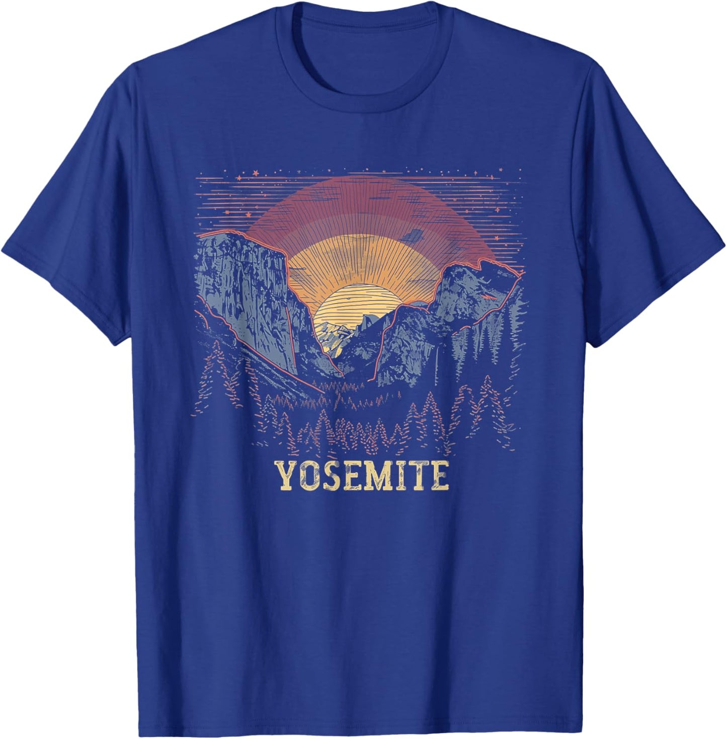 Yosemite - US National Park Vintage Men Women Kids Retro T-Shirt - T-Shirt | Royal