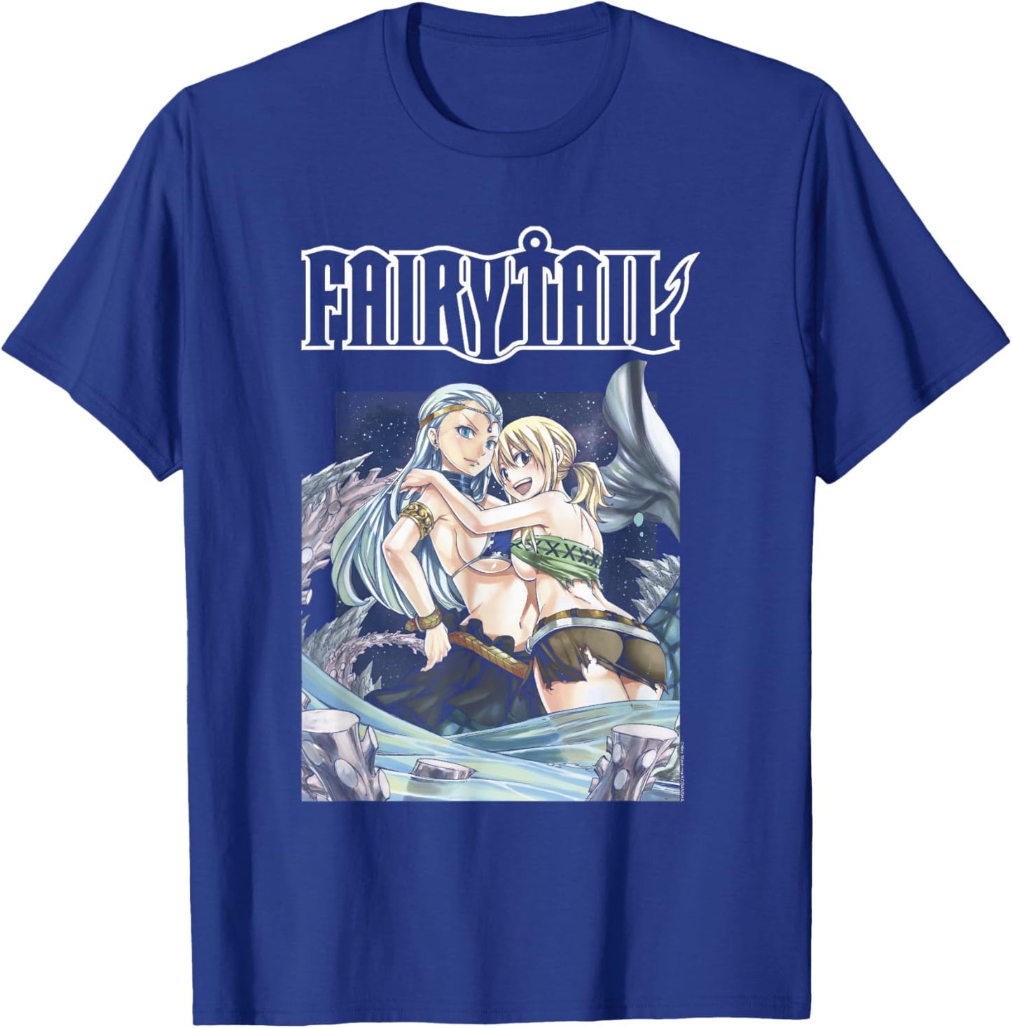 Fairy Tail Mermaid Illustration with Logo Fantasy Anime T-Shirt - T-Shirt | Royal