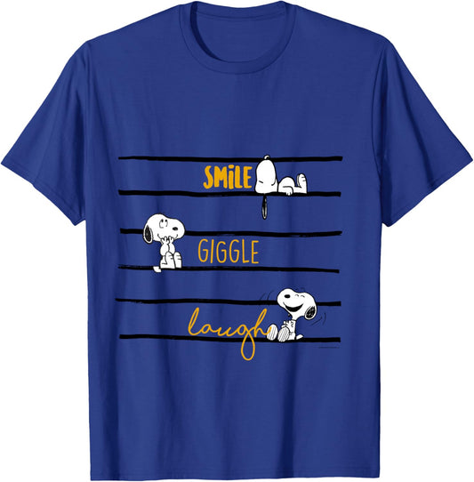 Peanuts - Snoopy Woodstock Smile Giggle Laugh Langarmshirt T-Shirt - T-Shirt | Royal