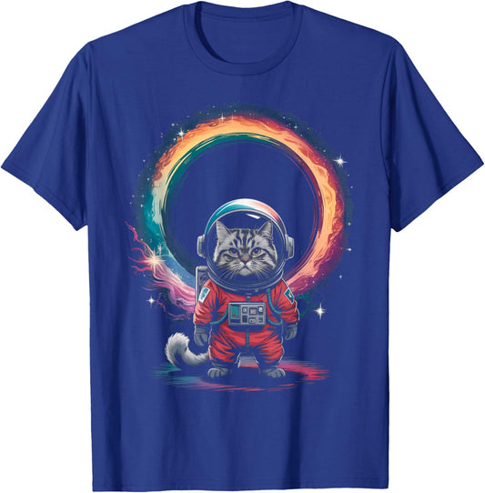 Cat Astronaut Astronomy Astrophysics Scientist Black Hole T-Shirt - T-Shirt | Royal
