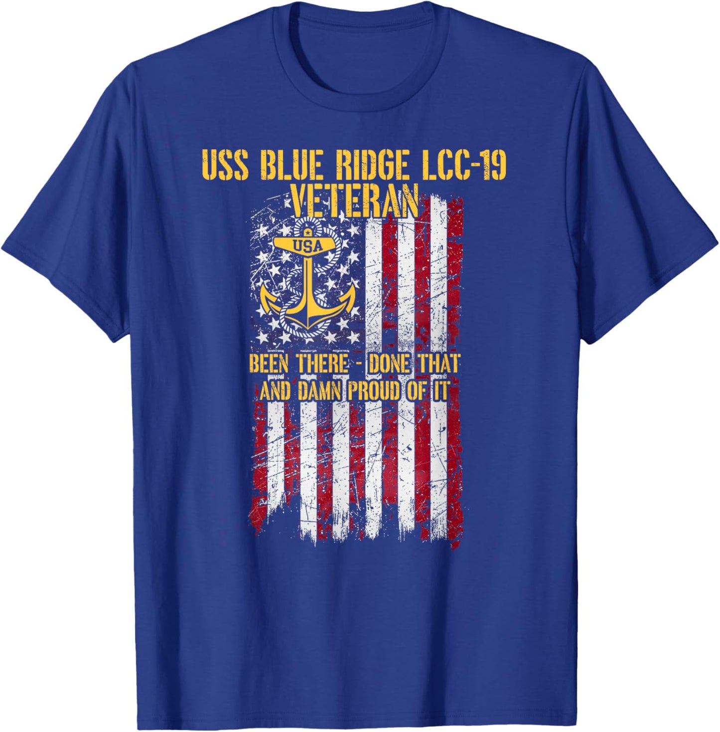 USS Blue Ridge LCC-19 Amphibious Command Ship Veteran T-Shirt - T-Shirt | Royal