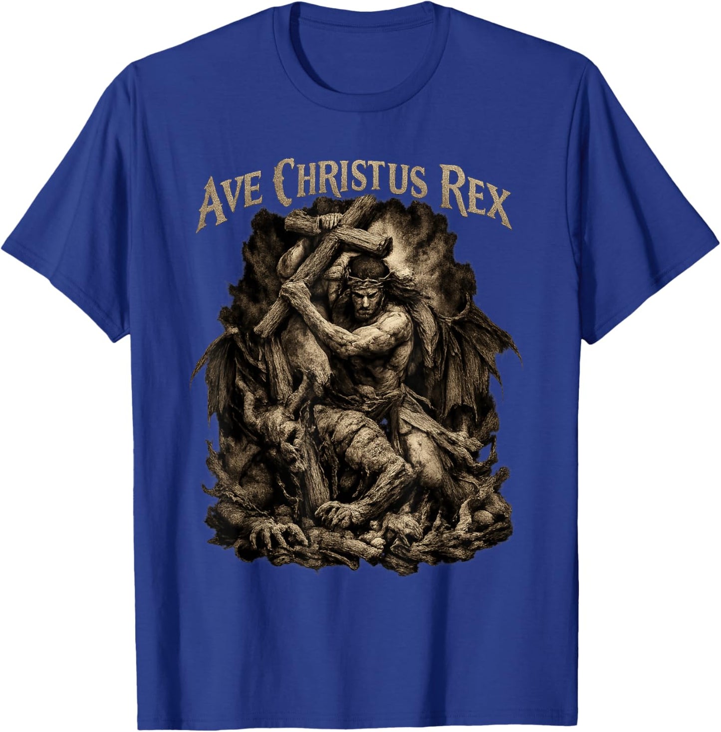 Ave Christus Rex - Jésus vainc Le Diable T-Shirt - T-Shirt | Royal