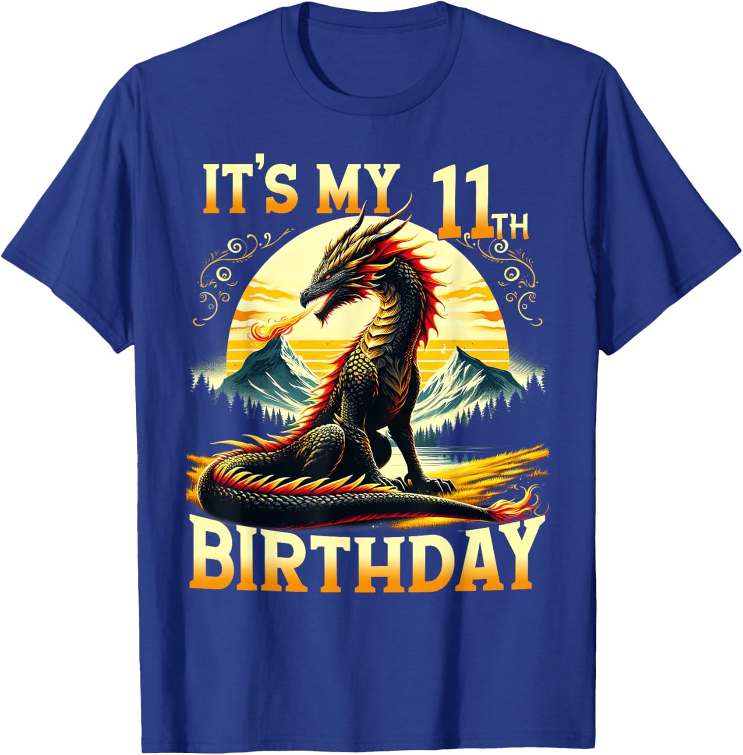 It's My 11th Birthday Dragon 11 Birthday 11 Year Old Boy T-Shirt - T-Shirt | Royal