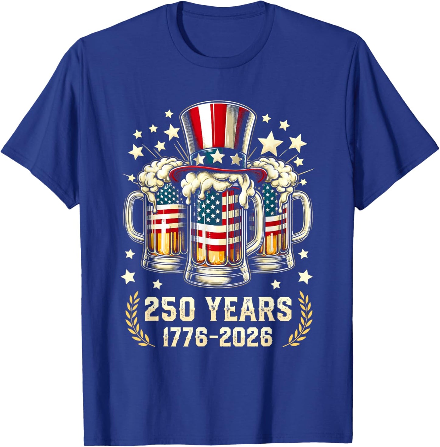 Beer American Flag 4th of July Patriotic 250 Years Drinking T-Shirt - T-Shirt | Royal