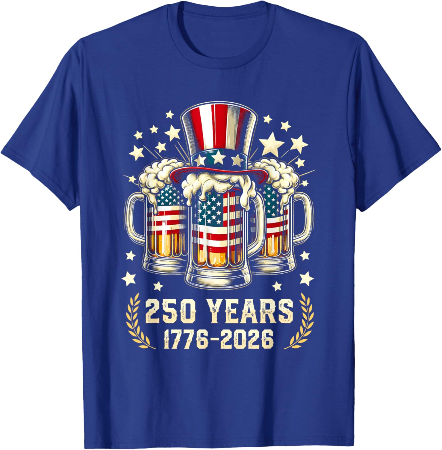 Beer American Flag 4th of July Patriotic 250 Years Drinking T-Shirt - T-Shirt | Royal