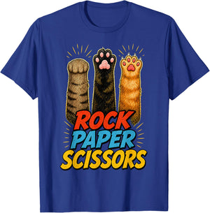 Funny Cat Paws Rock Paper Scissors Animal Rescue T-Shirt - T-Shirt | Royal