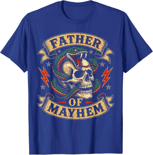 Father of Mayhem Men Dad Funny Father's Day Matching Family T-Shirt - T-Shirt | Royal