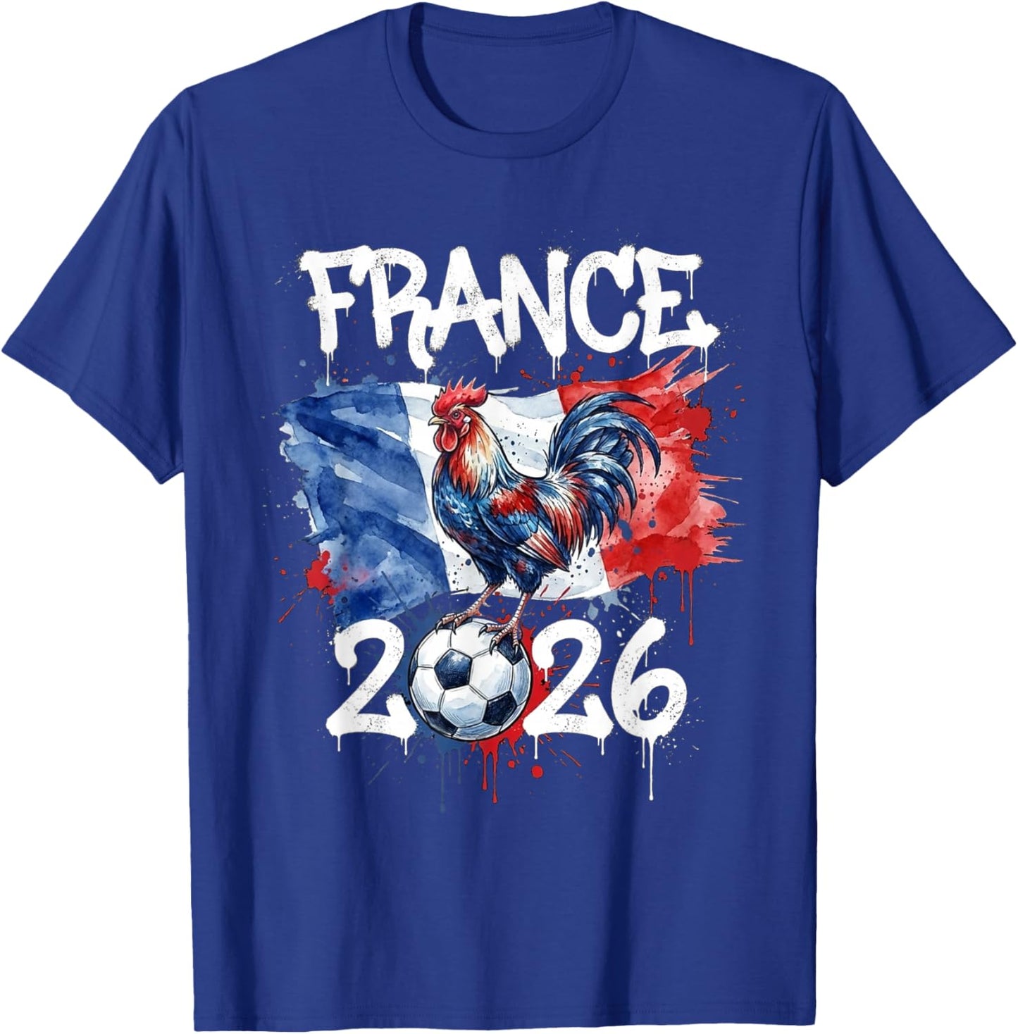 France FRA Fan French Rooster Flag Graffiti Art Vintage T-Shirt - T-Shirt | Royal