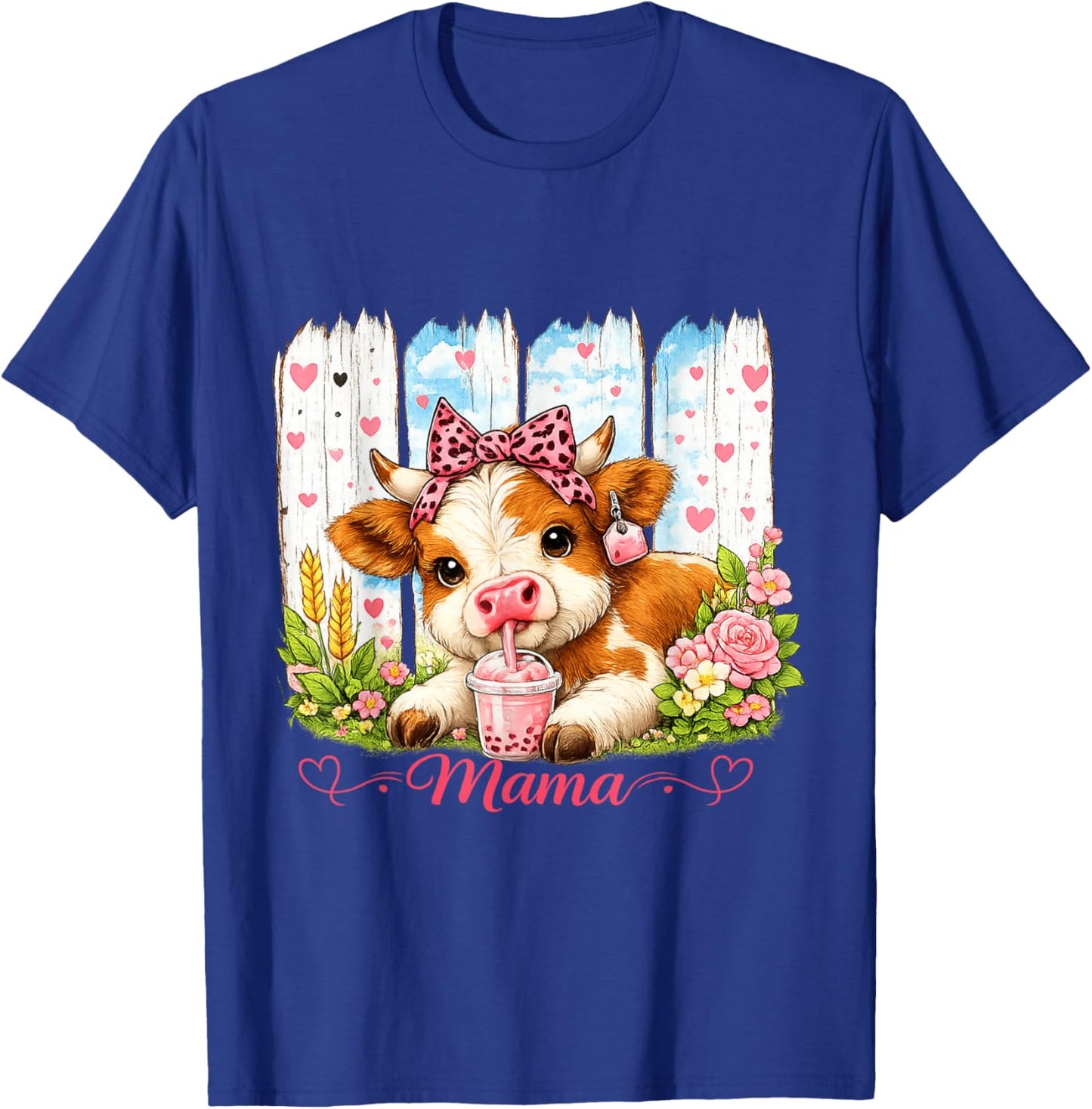 Farm Animal Scottish Highland Cow Mom Happy Mother's Day T-Shirt - T-Shirt | Royal