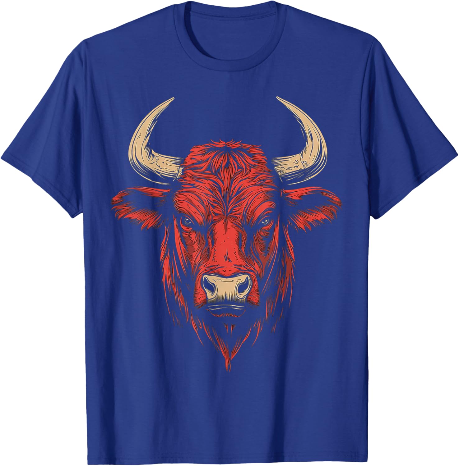 Bull Animal Motif Illustration Bull T-Shirt - T-Shirt | Royal
