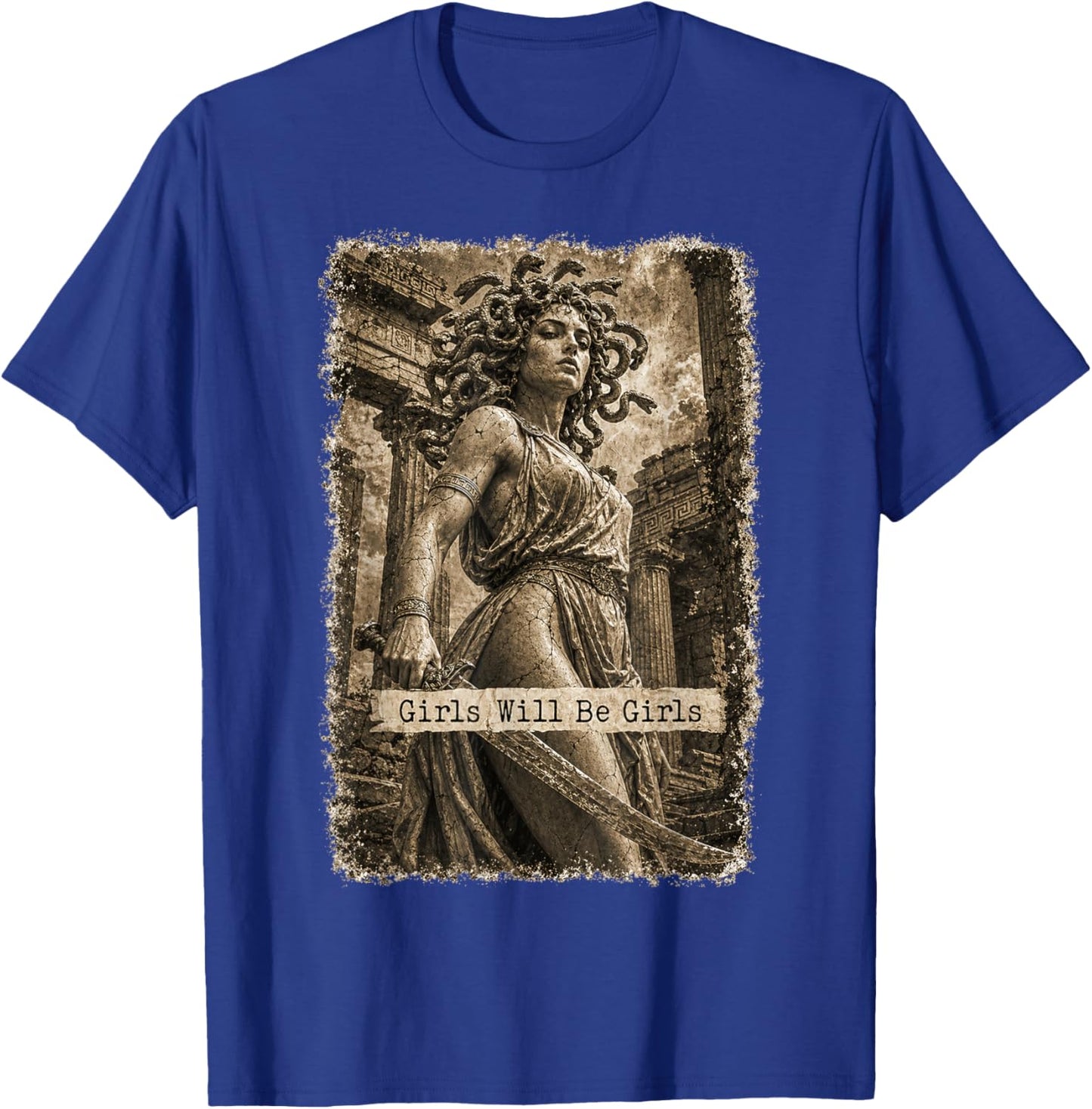 Girl Will Be Girls Medusa Feminist Witch Monster Halloween T-Shirt - T-Shirt | Royal
