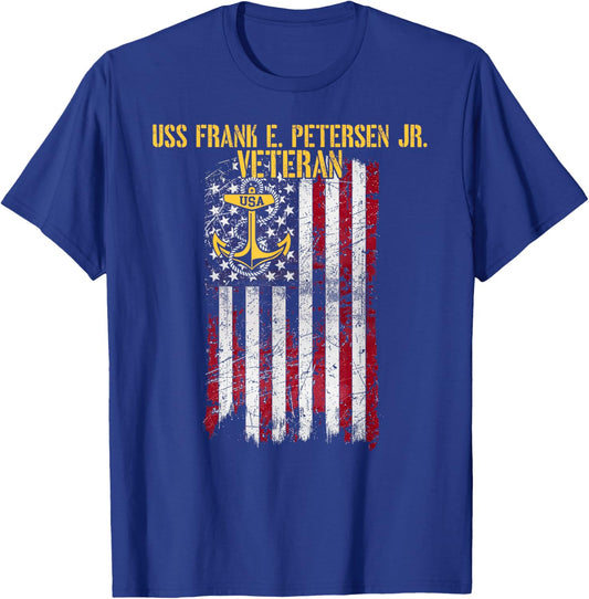 USS Frank E. Petersen Jr. DDG-121 Destroyer Veteran T-Shirt - T-Shirt | Royal