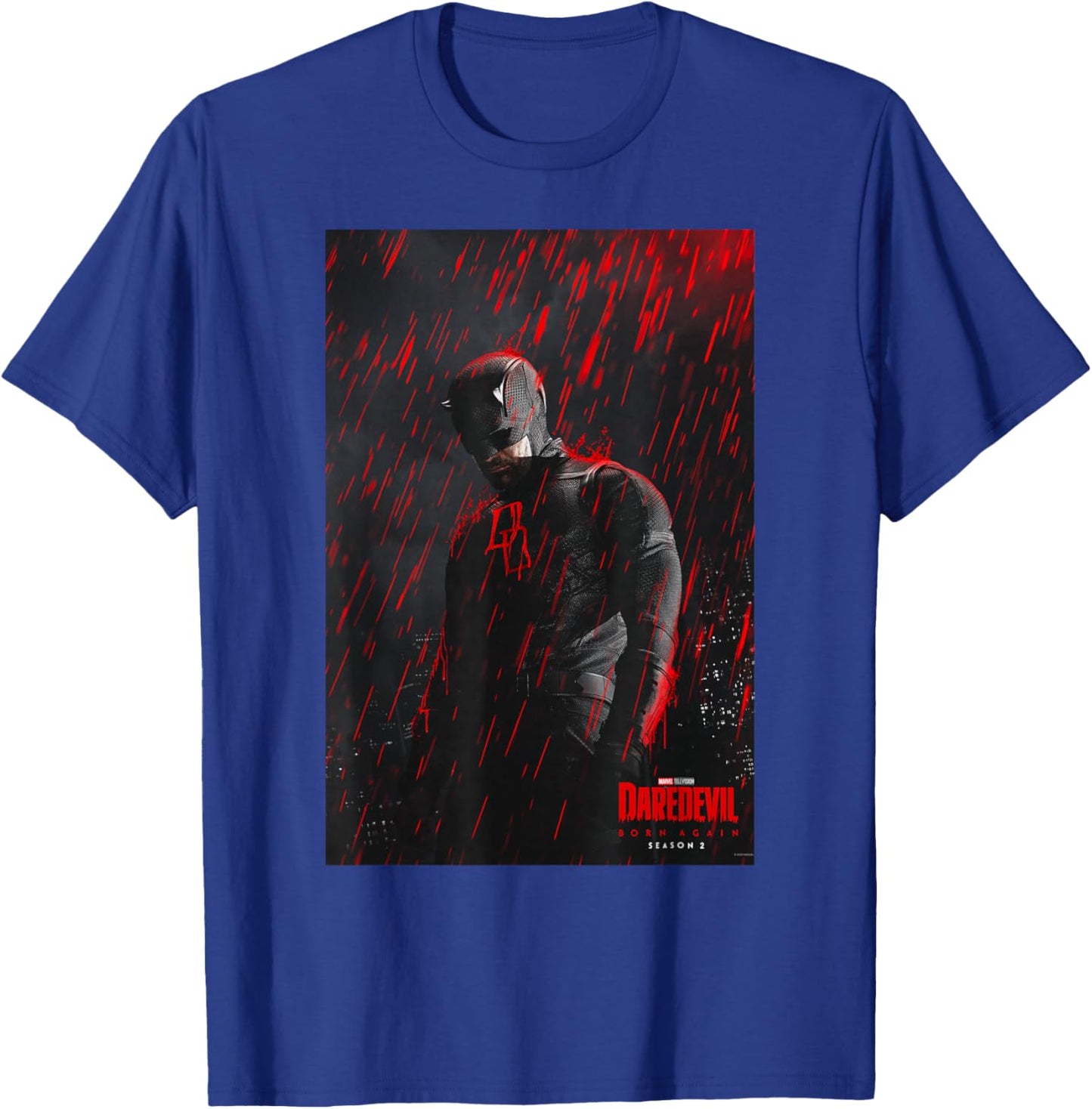 Marvel Daredevil: Born Again Season 2 Red Rain Poster Art T-Shirt - T-Shirt | Royal