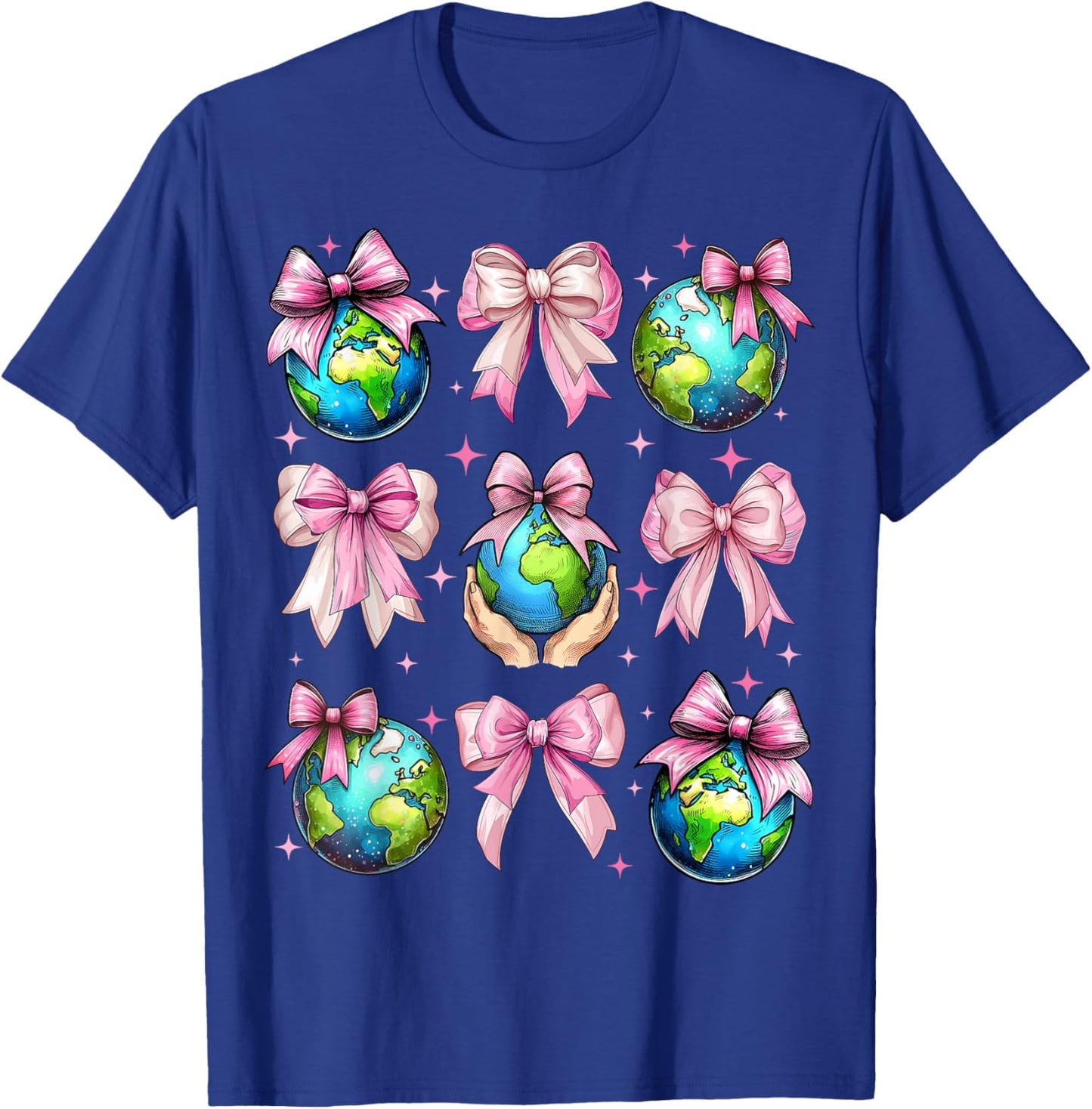 Coquette Bow Earth Day Save the Planet Earth Pink Pink T-Shirt - T-Shirt | Royal
