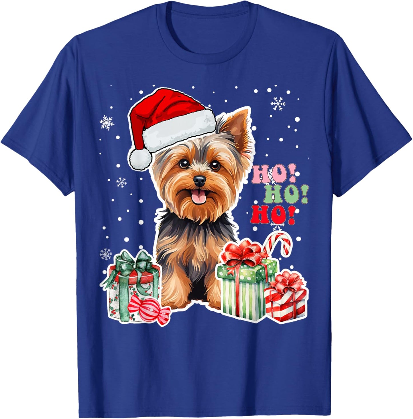 Yorkshire Terrier Christmas Yorkie Xmas Dog Santa Claus Hat T-Shirt - T-Shirt | Royal