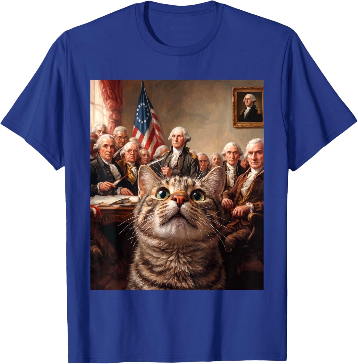 Declaration of Independence Cat Selfie 4th of July T-Shirt - T-Shirt | Royal