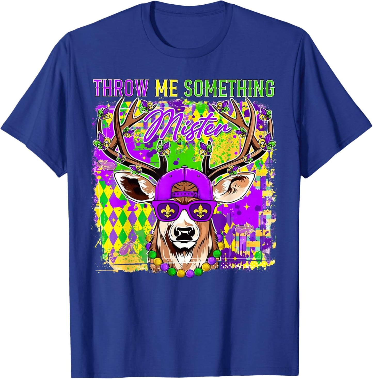Mardi Gras Throw Me Something Mister Camo Deer Hunting T-Shirt - T-Shirt | Royal