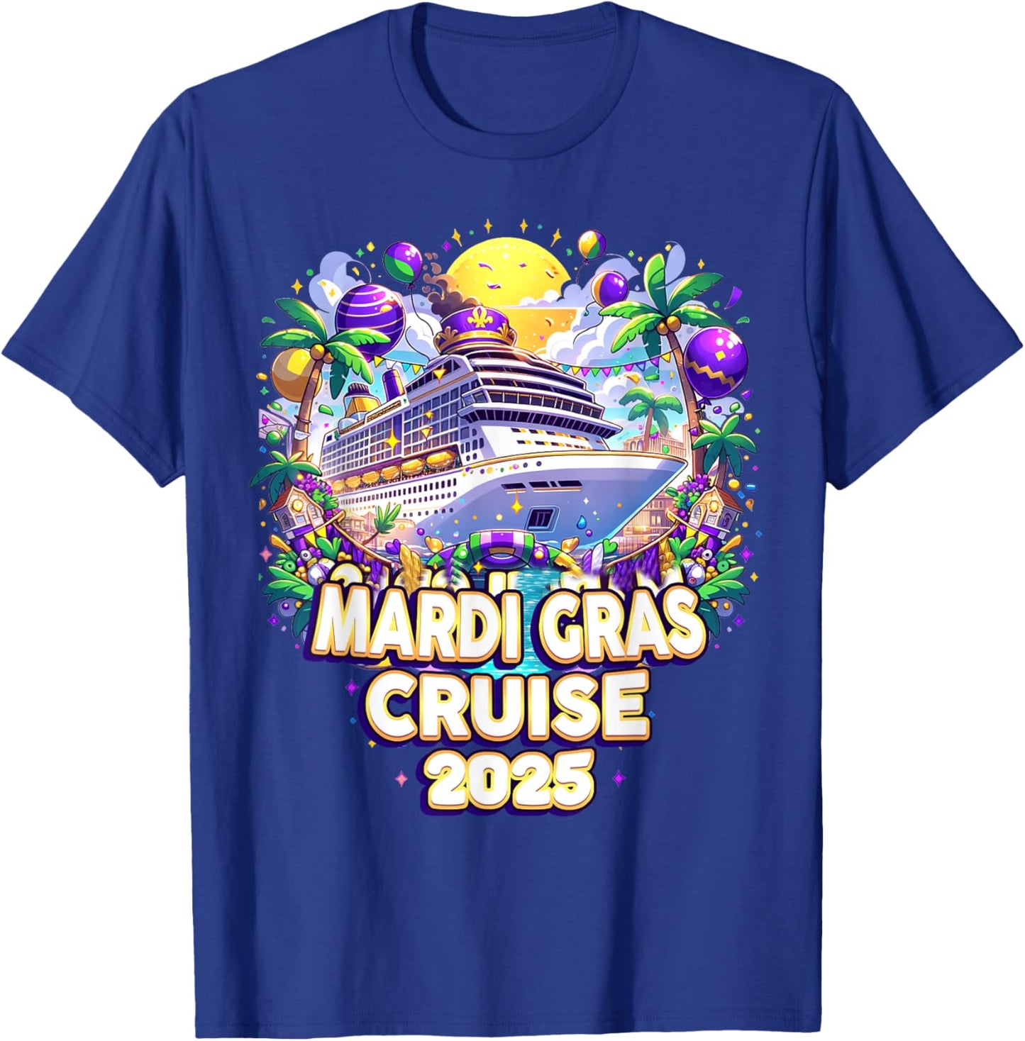 Mardi Gras Cruise Crew 2025 Family Matching Trip New Orleans T-Shirt - T-Shirt | Royal