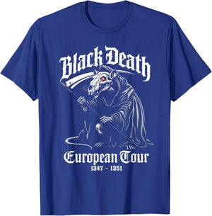 Black Death European Tour, Plague Rat Reaper Skeleton Goth T-Shirt - T-Shirt | Royal