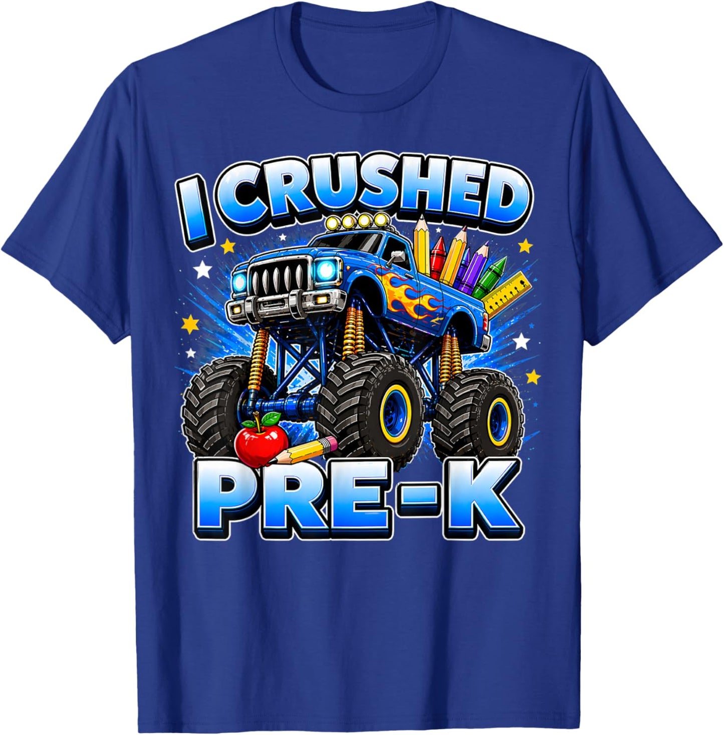 Graduation Pre-K Monster Truck Boys I Crushed Preschool Grad T-Shirt - T-Shirt | Royal