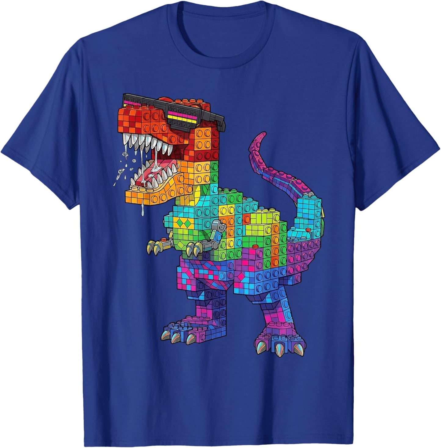 Master Builder Dinosaur Animal Block Building Bricks Boys T-Shirt - T-Shirt | Royal