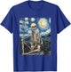 Skeleton Ghost Halloween - Van Gogh Style - Starry Night T-Shirt - T-Shirt | Royal