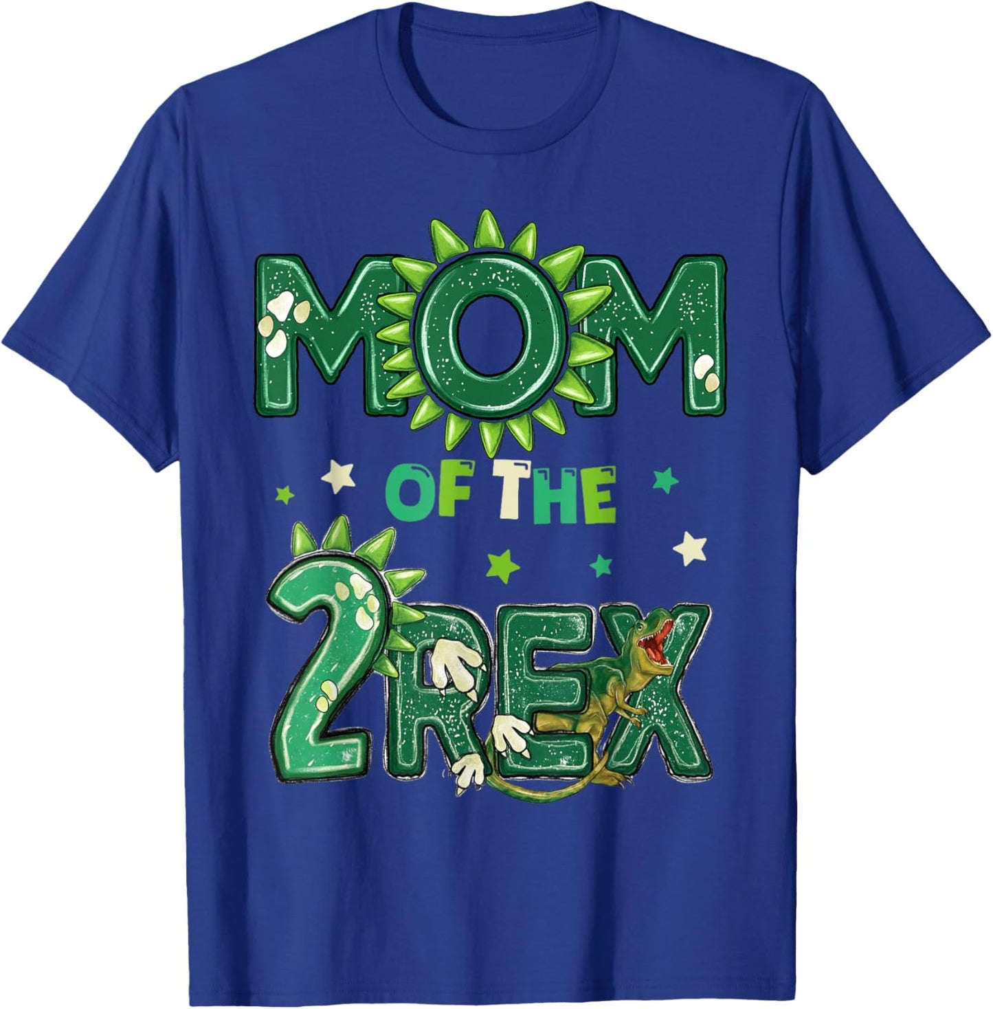 Mom of The Two Rex Birthday Dinosaur Family Matching T-Shirt - T-Shirt | Royal