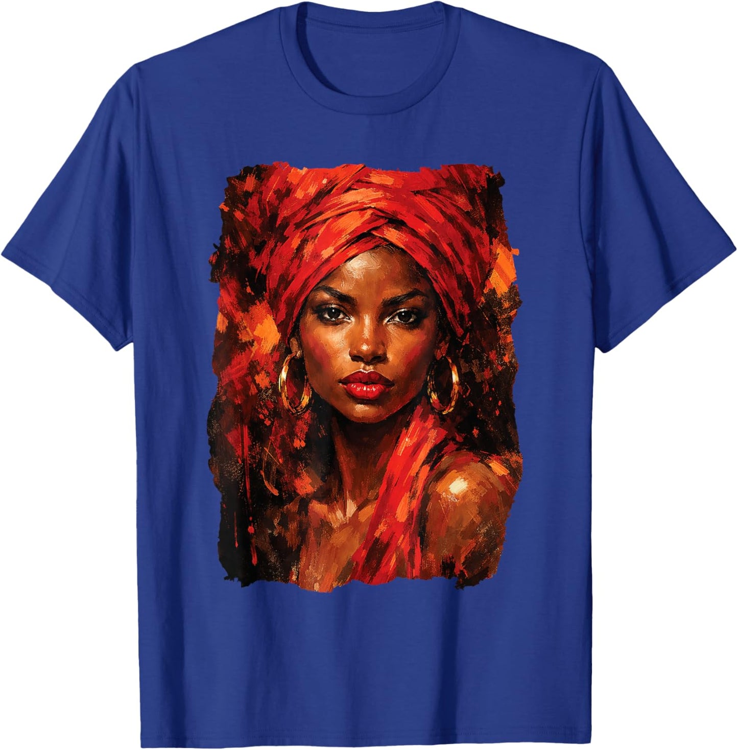 Beautiful Black African American Woman Melanin Graphic Art T-Shirt - T-Shirt | Royal
