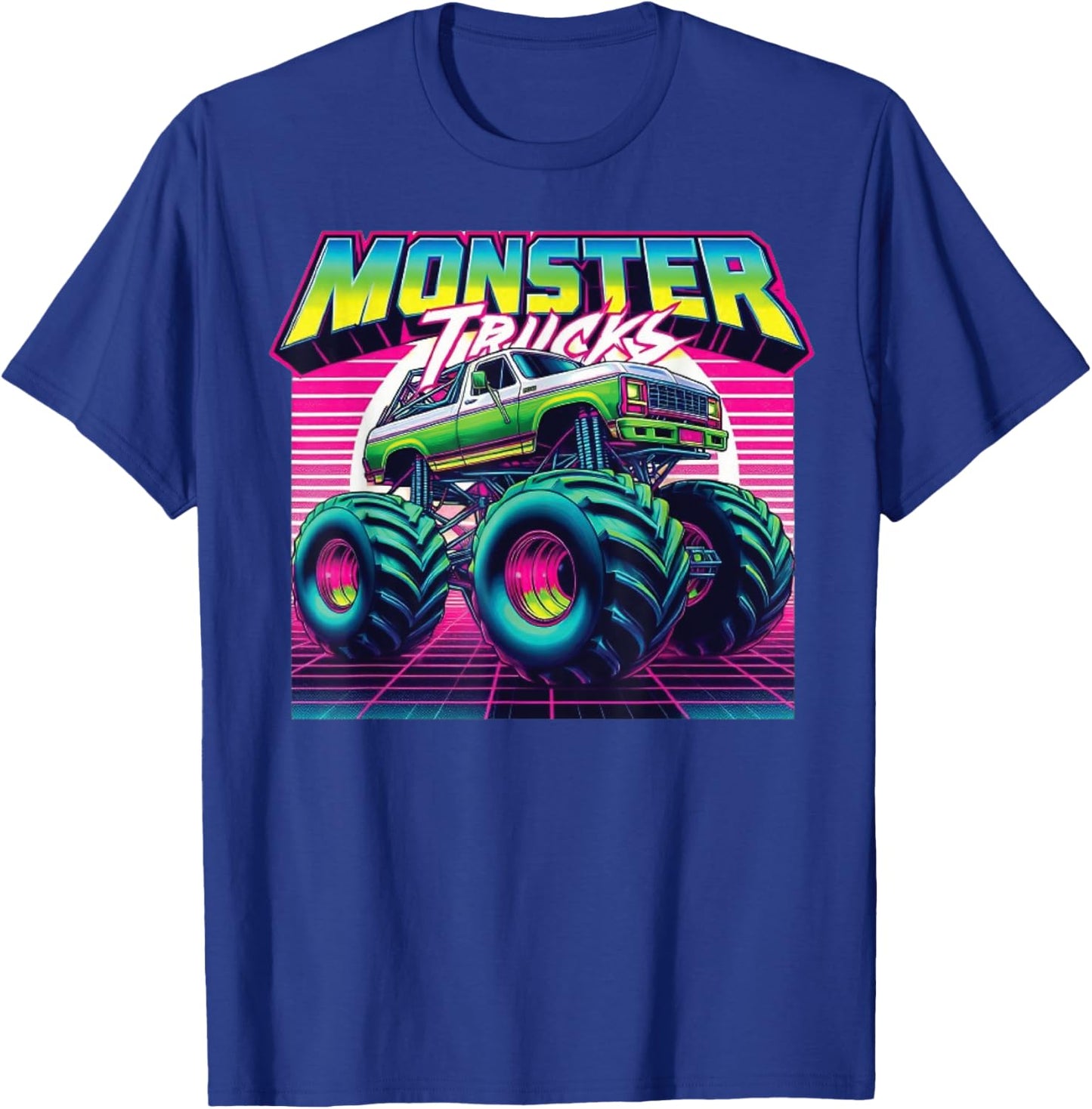 Monster Truck Birthday Party Retro Monster Trucks T-Shirt - T-Shirt | Royal