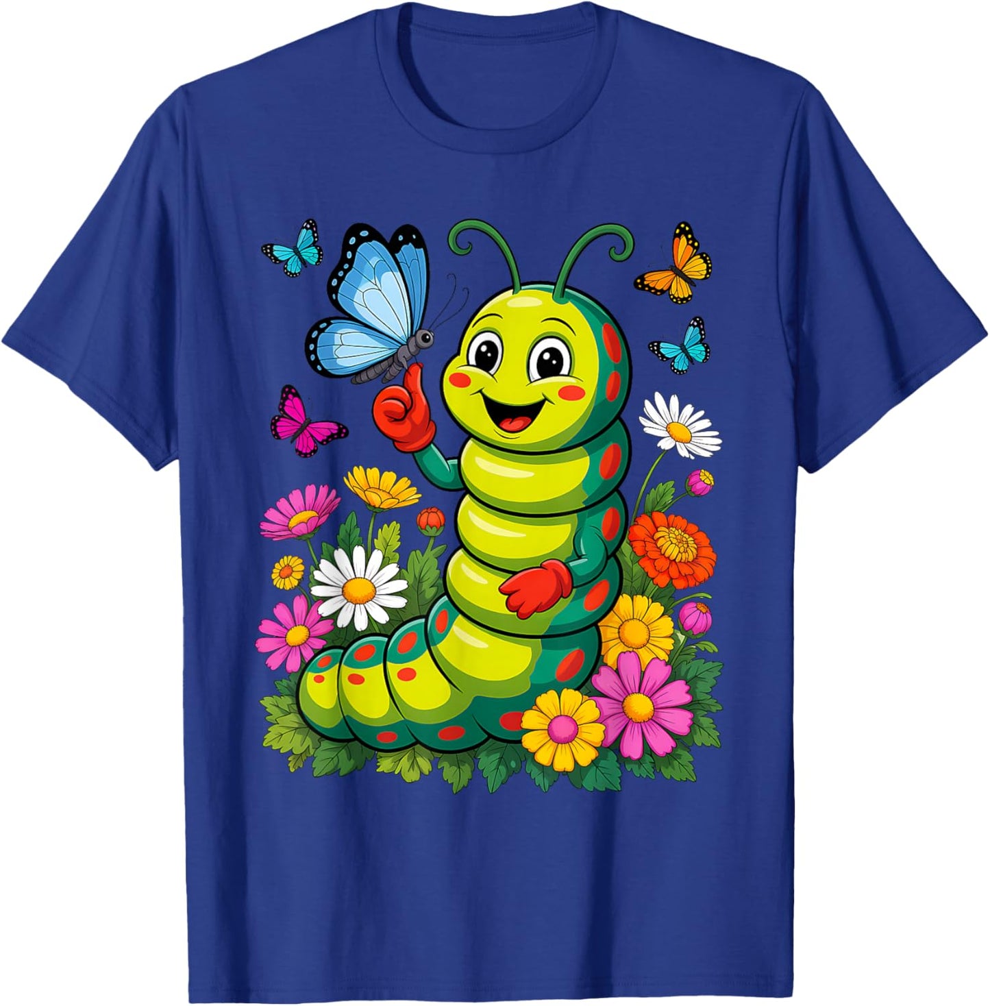 Cute Caterpillar Costume Floral Garden Bug Lover Flower T-Shirt - T-Shirt | Royal