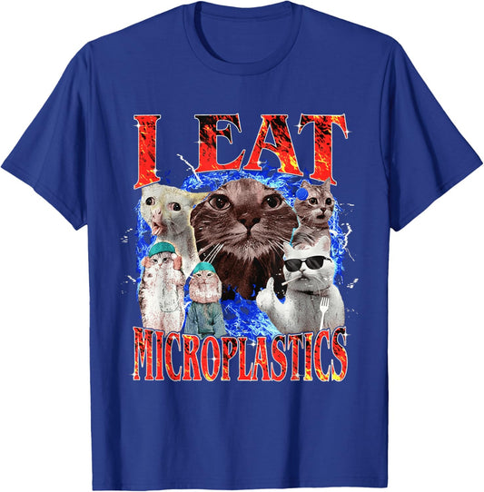 I Eat Microplastics Cat Japanese Funny Cute Meme T-Shirt - T-Shirt | Royal