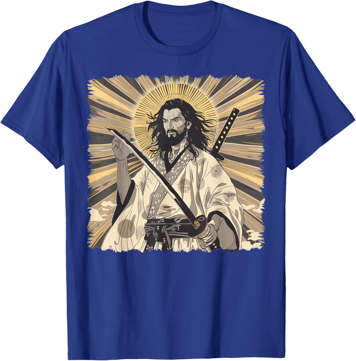Jesus Christian Religious Japanese Art Samurai T-Shirt - T-Shirt | Royal