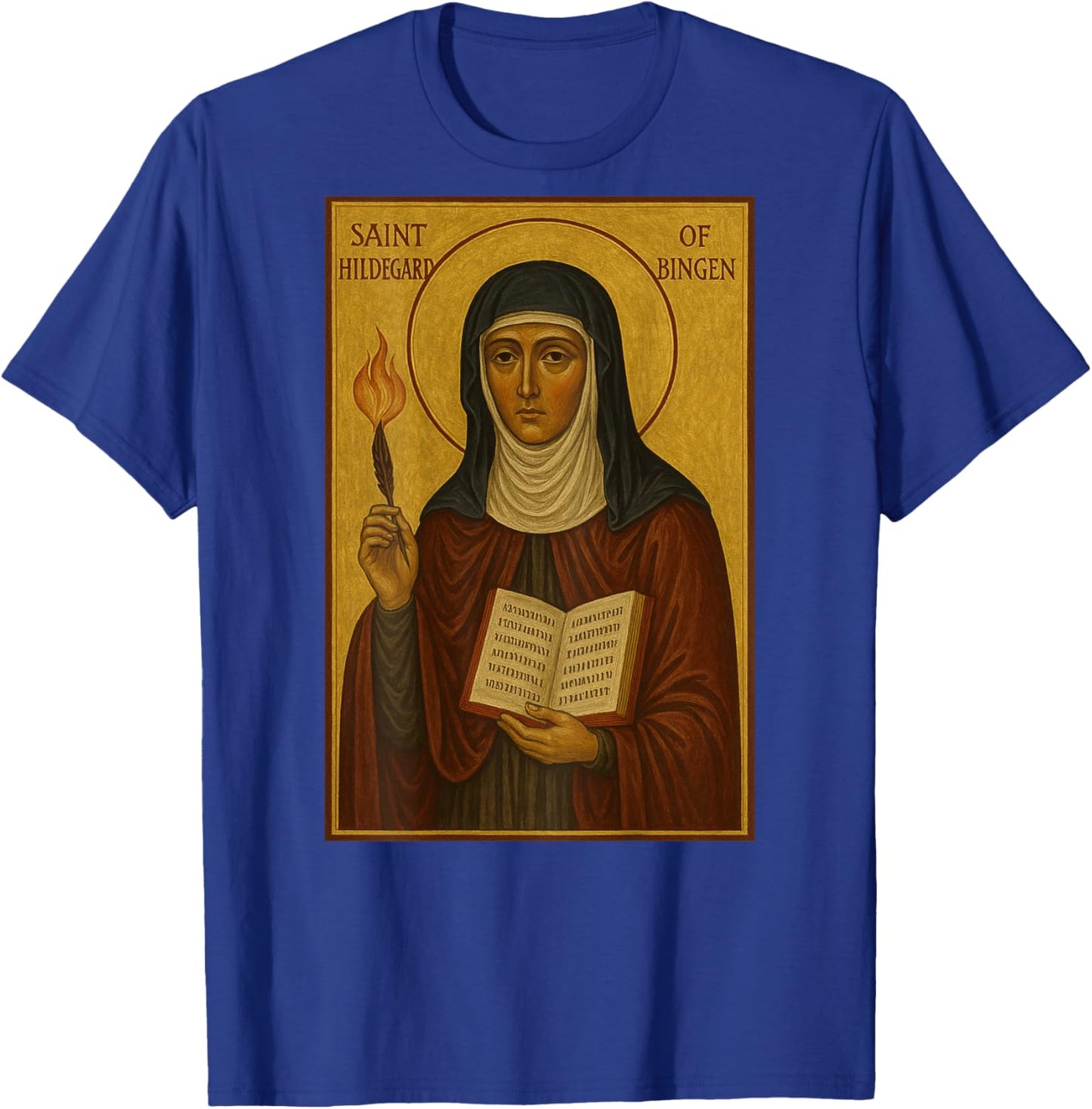 Christian Catholic Icon of Saint Hildegard of Bingen T-Shirt - T-Shirt | Royal