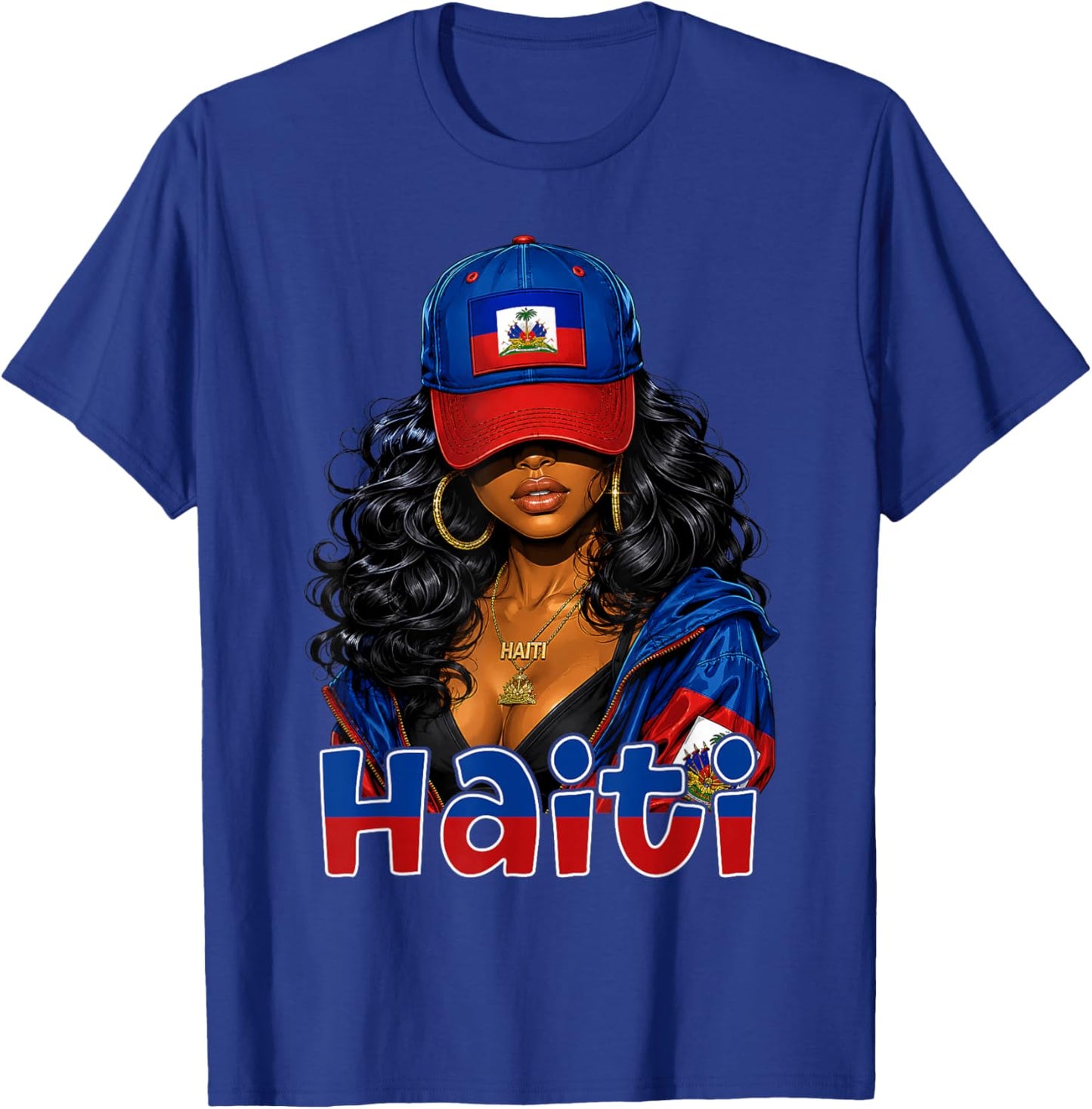 Haitian Girl Flag Day Haiti Independence Day Women Woman T-Shirt - T-Shirt | Royal