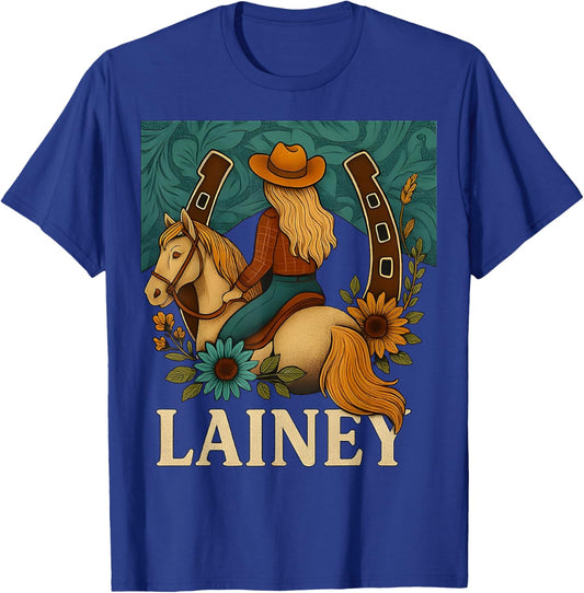 Lainey Vintage Western Cowgirl Gift Women Kid Girl T-Shirt - T-Shirt | Royal