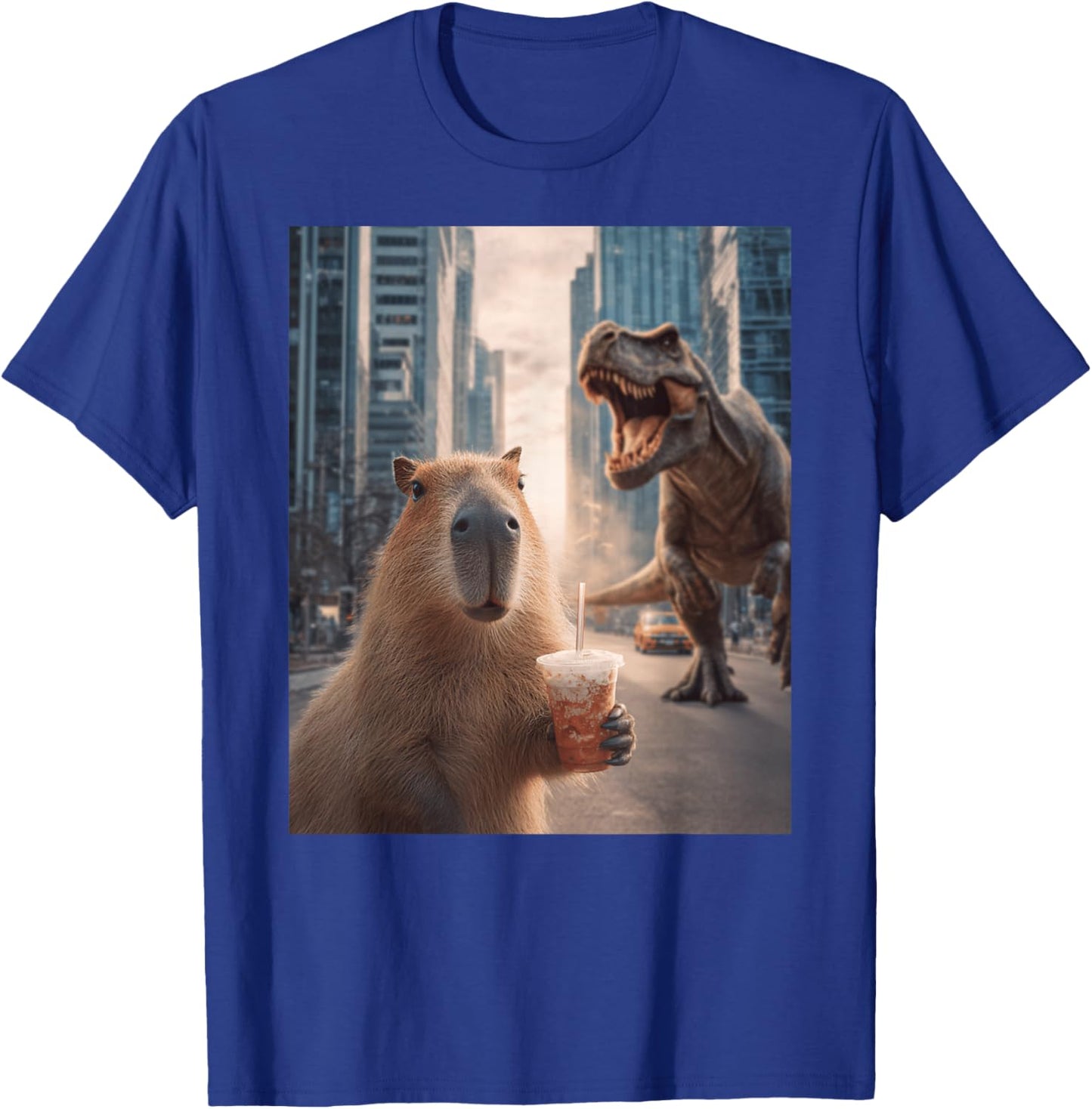 Funny T-Rex Capybara Dinosaur T-Shirt - T-Shirt | Royal