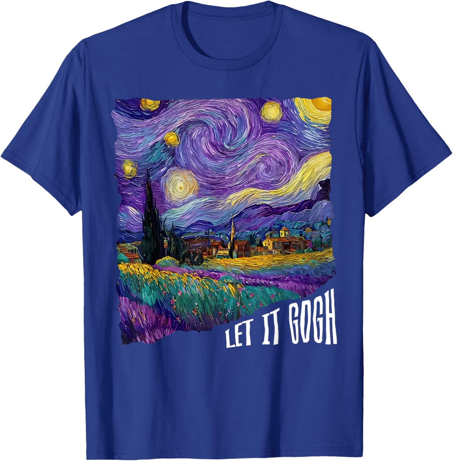 Let it Gogh Funny Vincent Van Gogh Starry Night Design T-Shirt - T-Shirt | Royal