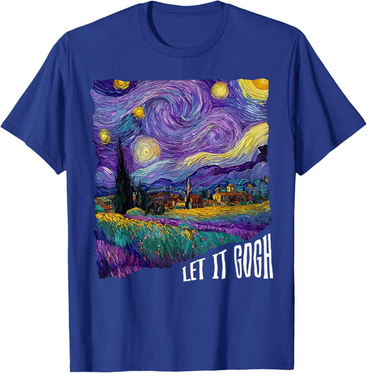 Let it Gogh Funny Vincent Van Gogh Starry Night Design T-Shirt - T-Shirt | Royal