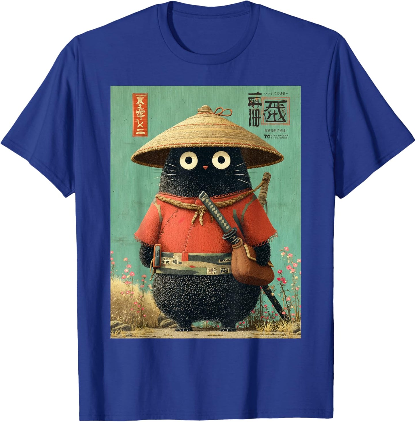 Chat Japonais Vintage Samouraï Sumi-e Traveler Warrior Anime T-Shirt - T-Shirt | Royal
