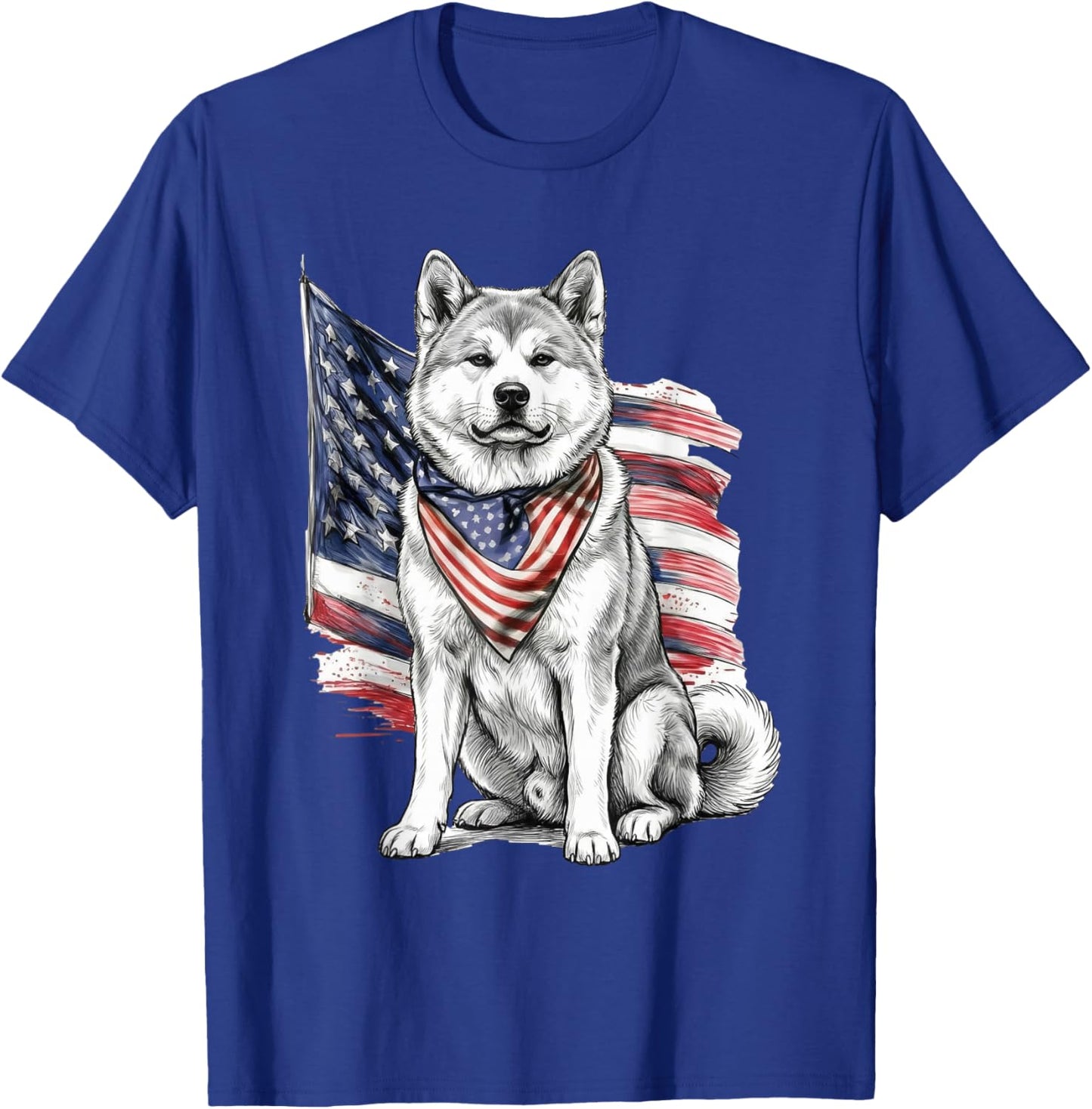 Akita 4th of July Patriotic Dog T-Shirt - T-Shirt | Royal