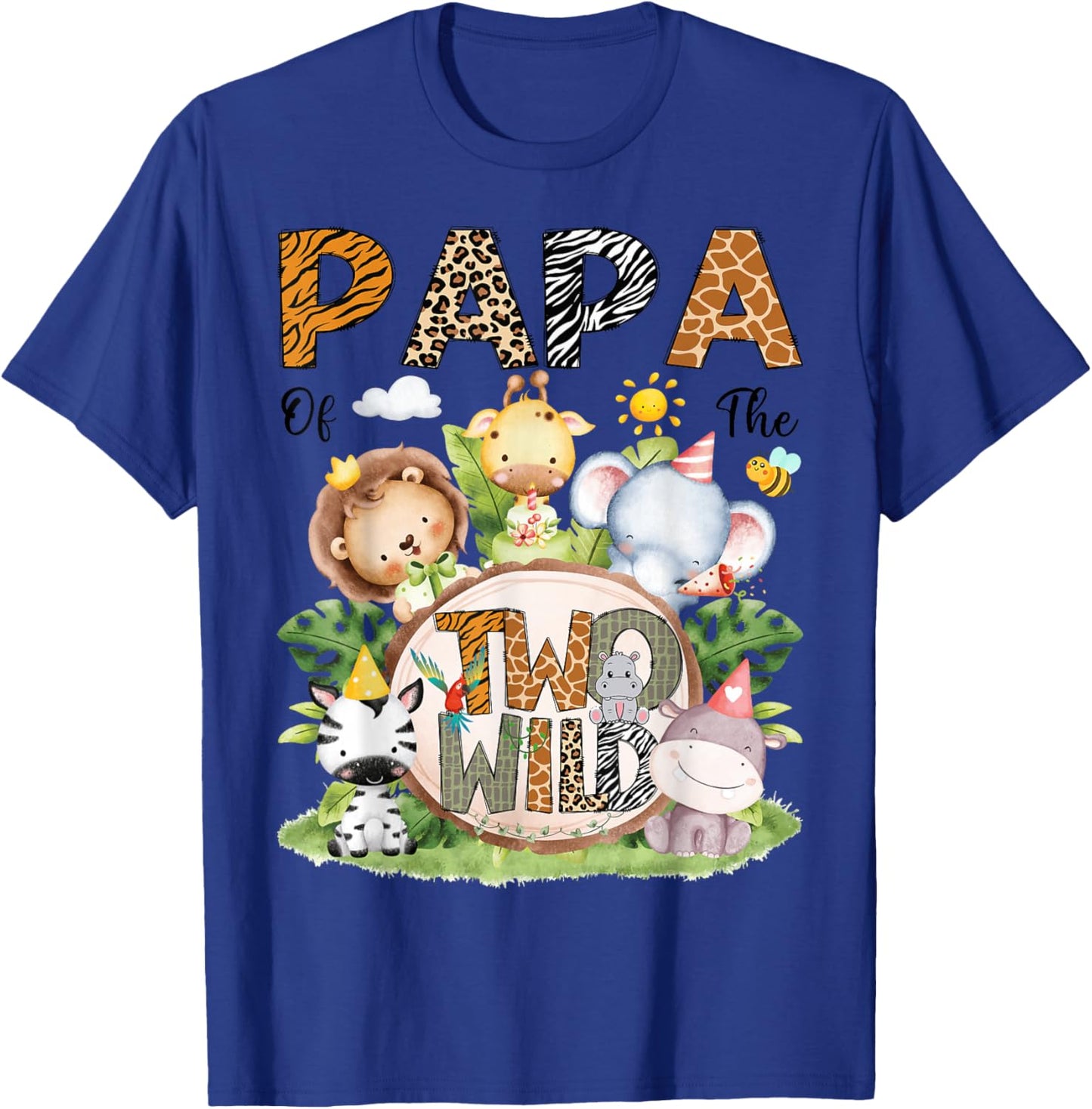 Papa of The Two Wild Safari Jungle 2nd Birthday Boy T-Shirt - T-Shirt | Royal