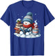 Snowman Reading Books Lovers Librarian Bookworm Christmas T-Shirt - T-Shirt | Royal