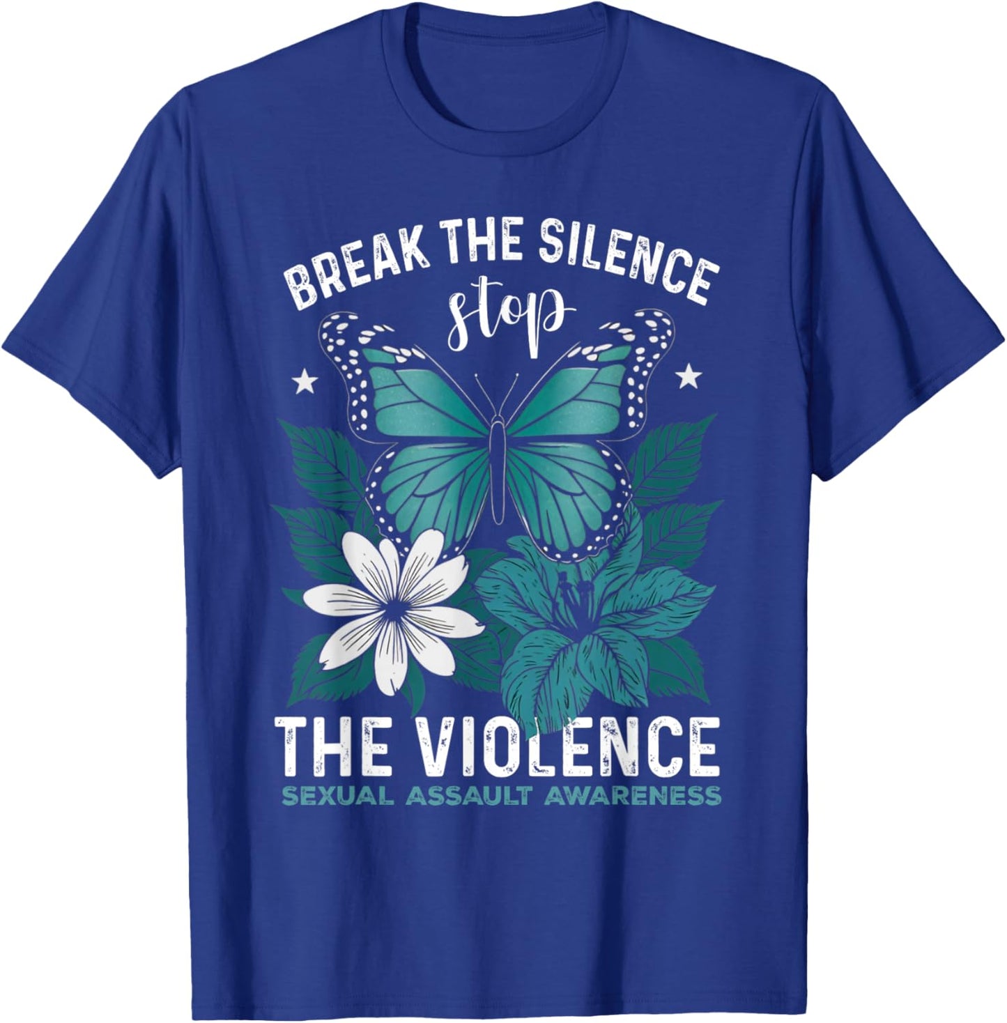 Stop The Violence End Silence- Sexual Assault Awareness T-Shirt - T-Shirt | Royal