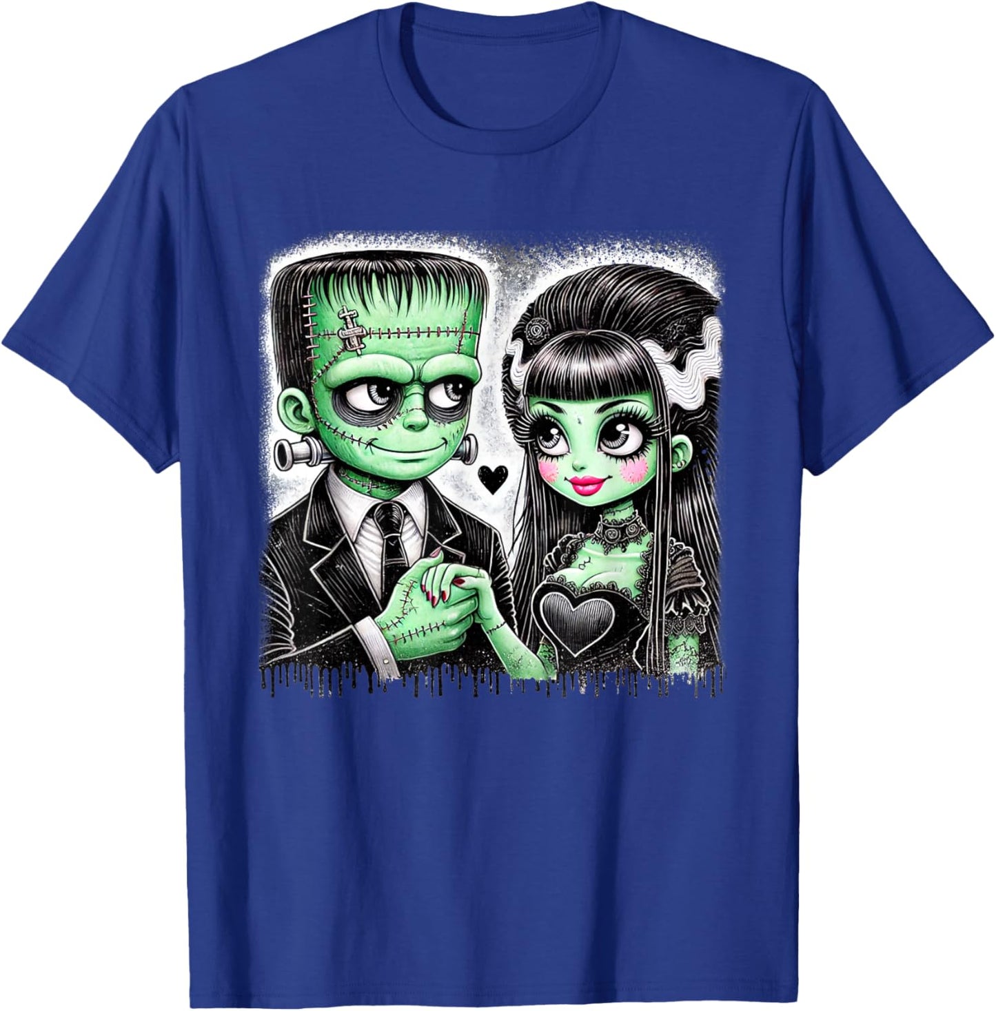 Halloween Lovers Frankenstein Skeleton Women Family T-Shirt - T-Shirt | Royal